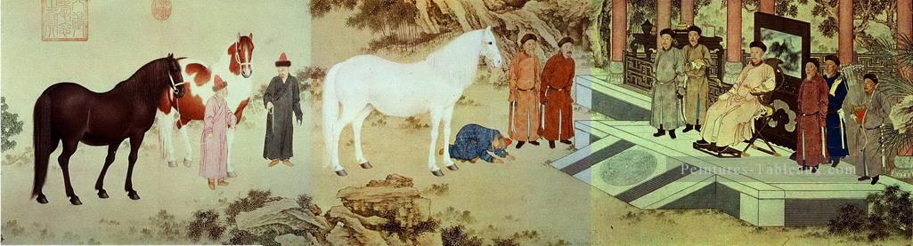 Lang brillant hommage de Chevals Art chinois traditionnel Peintures à l'huile